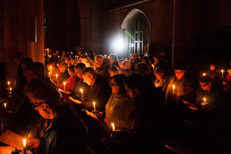 St Editha’s Church glows with hundreds of candles lit by people in memory of lost loved ones at last year’s Tamworth Co-op memorial and carol service.